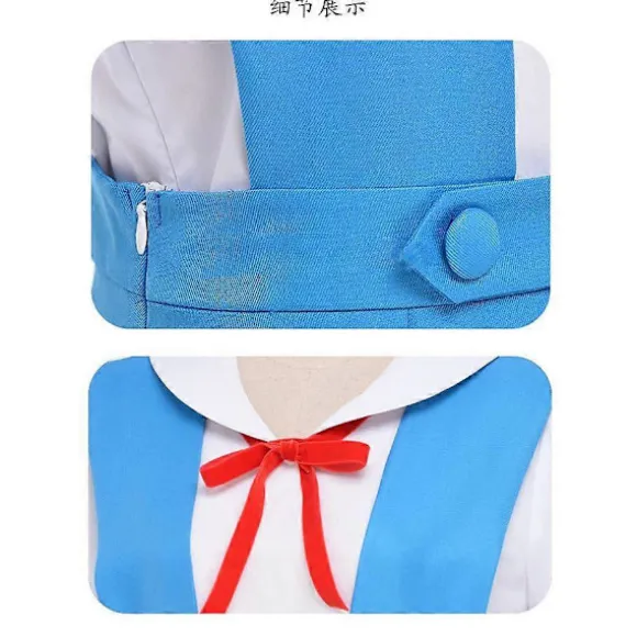 Evangelion Skoleuniform Cosplay Kostumesæt Ayanami Rei & Asuka Stil Blå Jumperkjole Med Hvid Skjorte Og Rødt Bånd Med Detaljeret Tilbehør F XXL
