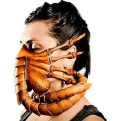 Facehugger Håndsøm Lædermaske Horror Halloween Alien Kostume Læder Skorpion Maske Skræmmende Cosplay Pro