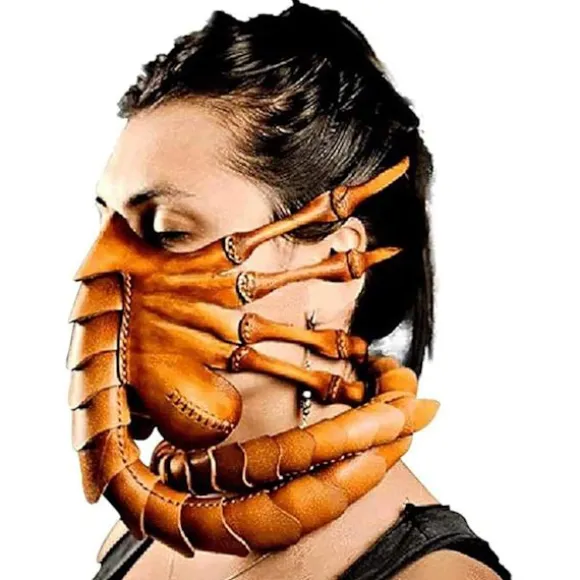 Facehugger Håndsyet Lædermaske Horror Halloween Alien Cos