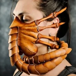 Facehugger håndsyet lædermaske horror Halloween Alien kostume