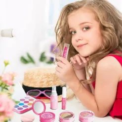 Falsk Makeup | Makeup Sæt | Børns Lade-som-om Makeup Sæt til Små Piger, Falsk Legetøjs Makeup Sæt til Børn Piger