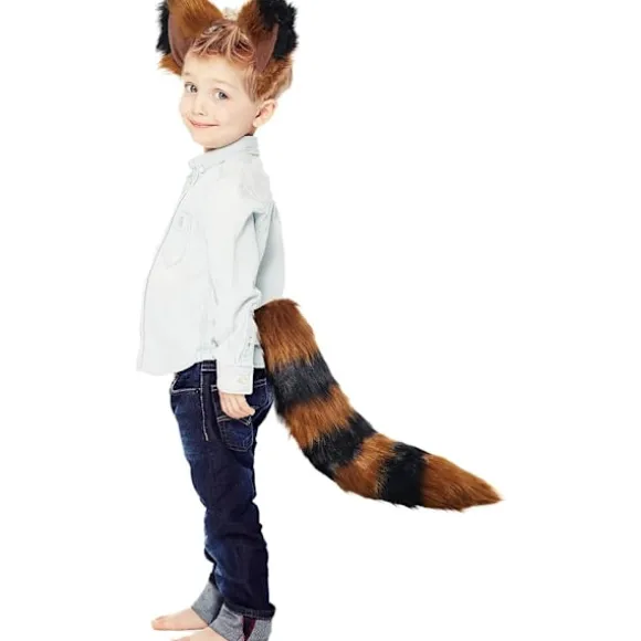 Falsk Pels Hale Øre Sæt - Pels Ulv Ræv Vaskebjørn Egern Dyreører Pandebånd Hale Kostume, Halloween Cosplay Rekvisitter
