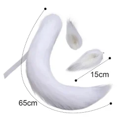 Falsk pels kat ræv ulv pelsagtig hale og ører til Halloween - Perfekt White