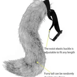 Falsk Pels Rævehale Kat Ulv Cosplay Kostume Sæt Plys Maske Fluffy Pote Handsker Halloween Jul Grå Grå{azc} Gray One Size