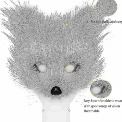 Falsk pels rævehale kat ulv cosplay sæt plys maske fluffy pote handsker halloween jul-WELLNESS