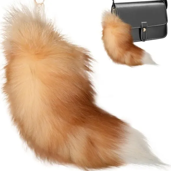 Falsk Rævehale, 40 cm Dyrehale, Fluffy Falsk Pels Hale, Realistisk Rævehale, Nøglering, Pung Dekoration Rævehale, Rollespil, Gylden