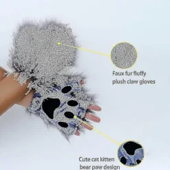 Falsk Rævehale Kat Ulv Cosplay Sæt Plys Maske Fluffy Potehandsker Halloween Jul-WELLNESS