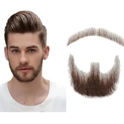 Falsk Skæg Realistisk 100% Ægte Hår Fuldstændig Håndknyttet Gedeskind Brun Til Mænd Makeup Underholdning/Drama