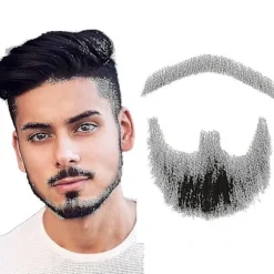 Falsk Skæg Realistisk 100% Menneskehår Fuld Håndbundet Bukkeskæg Sort Til Mænd Makeup Underholdning/drama