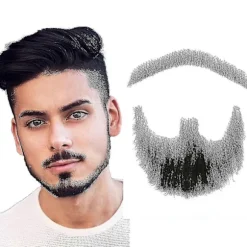 Falsk Skæg Realistisk 100% Menneskehår Fuld Håndbundet Bukkeskæg Sort Til Mænd Makeup Underholdning/drama