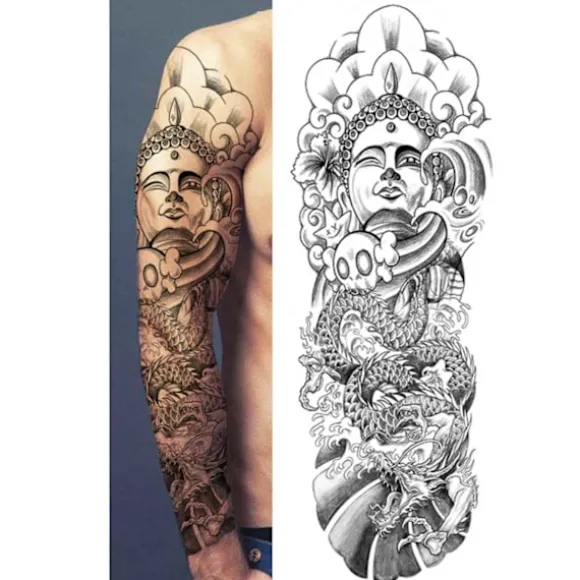 Falsk tatoveringsærmet Buddha