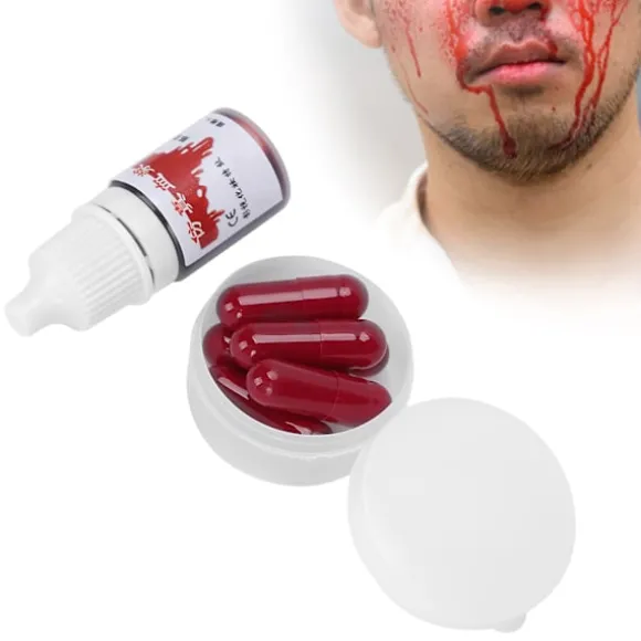 Falske Blodkapsler Halloween Makeup Blod Kostume Cosplay Rekvisit Fest Trick Forsyninger
