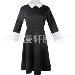 Familien Addams Kostume Wednesday Addams Sort Kjole | Halloween Rollespilskostume *Morticia Paryk*150 Morticia Paryk, CJY Morticia Wig en-US