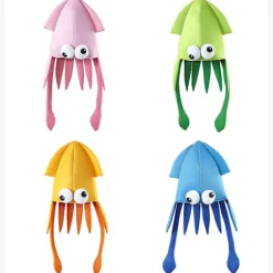 Farverig Fløjl Blæksprutte Hat Octopus Hat Danseforestilling Rekvisitter Under Havet Tillykke med Fødselsdagen Blækspruttehatte B