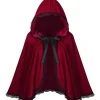 Farverig Hus Fløjl Rødhætte Fløjlskappe Halloween Jul Cosplay Party Fancy Cape-FS-