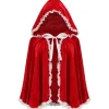 Farverig Hus Fløjl Rødhætte Fløjlskappe Halloween Jul Cosplay Party Fancy Kappe Hvid Blonde Lys Rød 60 cm