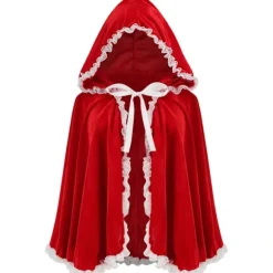 Farverig Hus Fløjl Rødhætte Fløjlskappe Halloween Jul Cosplay Party Fancy Kappe Hvid Blonde Lys Rød 60 cm