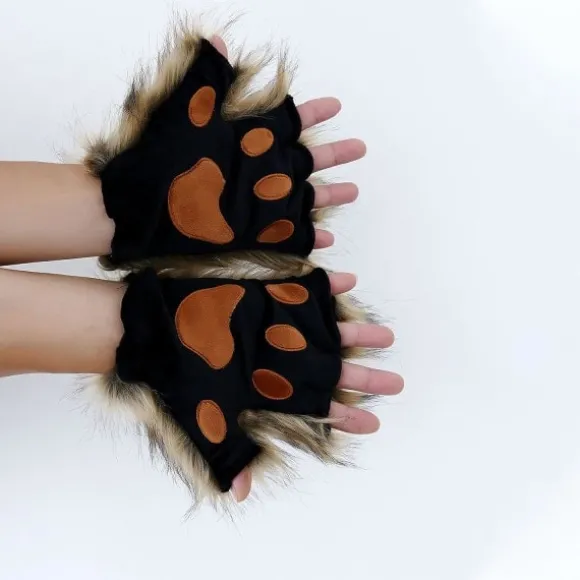 Faux Fur Cat Claw Gloves: Halloween & Christmas Cosplay Accessoarer