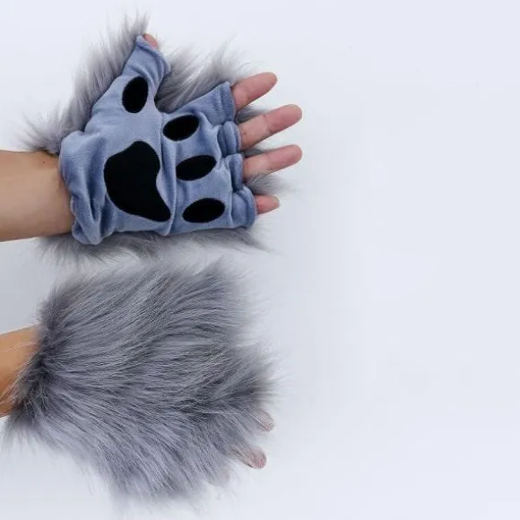 Faux Fur Cat Claw Gloves: Halloween & Christmas Cosplay Accessoarer