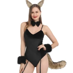 Faux pels kat ræv ulv lodden hale og klemme ører til Halloween