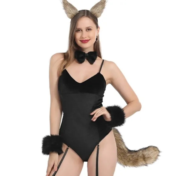 Faux pels kat ræv ulv lodden hale og klemme ører til Halloween