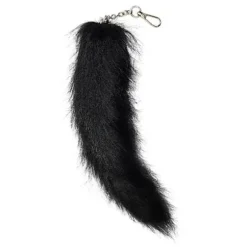 Faux Pelsræve Hale Katte Maske Therian Maske og Hale Halloween Cosplay Fest Sort Black