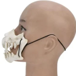 Fdit Halloween Dekoration Skalmask Latex Tiger Tand Typ Hållbar Vattentät Justerbar Skrämmande Mask för Party Festival