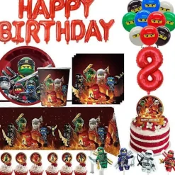 Fødselsdag Ninja Tema Festartikler Service Tallerken Kop Servietter Dug Dekorationer Banner Ballon Til Drenge-FX- mask-10pcs