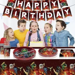 Fødselsdag Ninja Tema Festartikler Service Tallerken Kop Servietter Dug Dekorationer Banner Ballon Til Drenge-FO- mask-10pcs