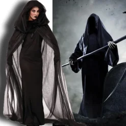Fest Kvinder Anime Cosplay Halloween Heksekappe Kostume Sort W Kappe suit.l Cloak suit M