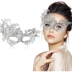 Festlig blonde maske Halloween samme stil halv ansigt stereotyp sexet sølv maskebal maske
