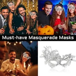 Festlig blonde maske Halloween samme stil halv ansigt stereotyp sexet sølv maskebal maske