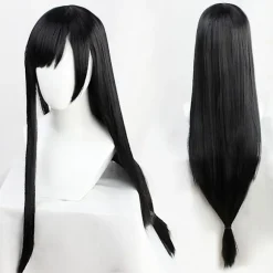 FF7 Final Fantasy Tifa Lockhart Cosplay Langt Lige Varmebestandigt Syntetisk Hår + Gratis Paryk Hætte Halloween Fest Karneval A
