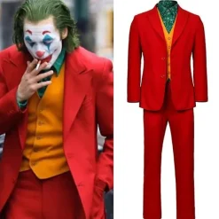 Film Joker Cosplay Kostume Til Mænd Og Børn Arthur Fleck Fuld Sæt Halloween Fastelavnskostume -a Med Paryk X With wig 110 cm