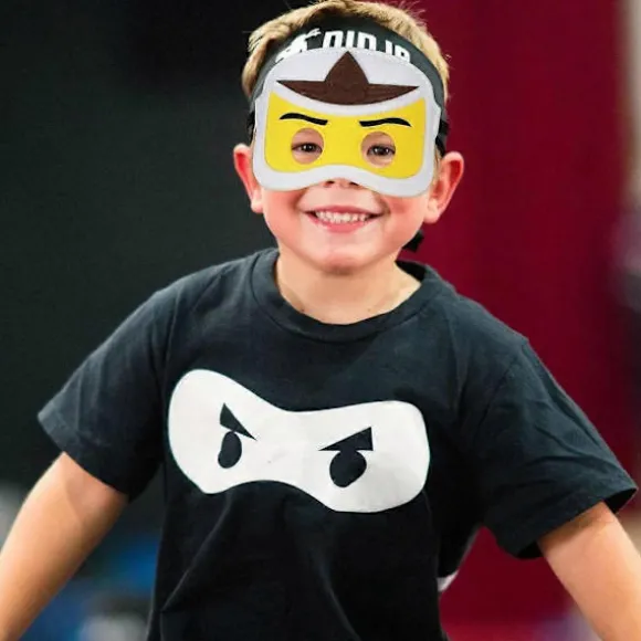 Filtmasker til børn, pakke med 6 samurai-øjenmasker, børnefødselsdagsfestposer, maskeudklædning til børnefødselsdagsfest, halve masker til Cosp