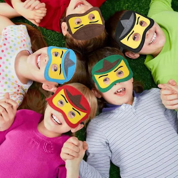 Filtmasker til børn, pakke med 6 samurai-øjenmasker, børnefødselsdagsfestposer, maskeudklædning til børnefødselsdagsfest, halve masker til Cosp
