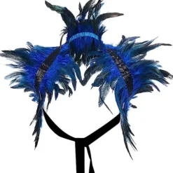 Fjer Cape Fjer Sjal BLÅ Blue_YF Blue