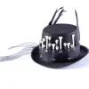 Fjer Skelet Gotisk Steampunk Høj Hat Sort Fjer Voodoo Høj Hat Knogler Kranie Hat Heksehat til Halloween