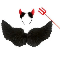 Fjerede Djævlevinger Halloween Kostume Cosplay
