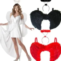 Fjervinger Fancy Dress Dame Mørk Engel Kostume sort