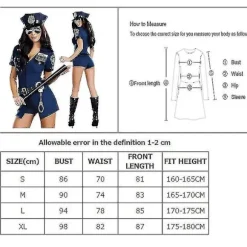 Flere Seksuelle Politi Kvinde Officer Uniform Kostume Halloween Clubwear Lynlås Outfit Cosplay Karneval -a L