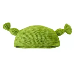 Fletninger Shrek C Håndstrikkede Huer i Uld, Strikkede Huer Grønne Huer, Håndstrikkede Vinterhuer i Uld Cosplay Tegneseriehatte til Kvinder og Mænd