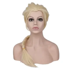 Flettet dronning paryk til cosplay Elsa prinsesse højtemperaturtråd hår piger cosplay udklædningstilbehør, CJY en-US
