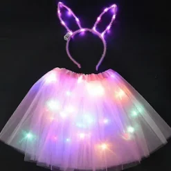 Flickerende Tutu-nederdel med LED-lys til piger og kvinder, fe-lys, tutu, glød, katteører, krone, hårbånd, festgave, fødselsdag, bryllup, kostume 18 for children | Fyndiq