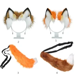 Fluffy dyreører hale furry cosplay hovedbeklædning håndlavet Halloween hovedbeklædning（2）