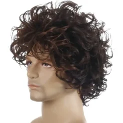 Fluffy, kort, krøllet paryk til mænd - Moderne, kort, krøllet paryk -CJY 28cm