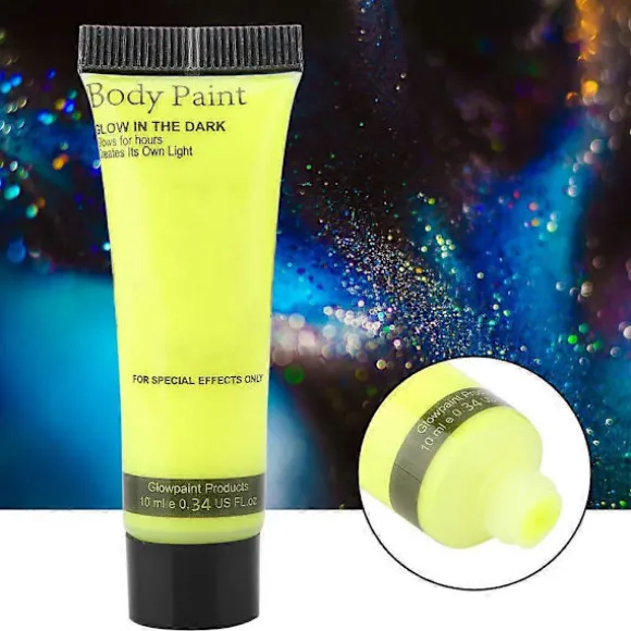 Fluorescerende krops- og ansigtsmalings tuber - 10 ml gul - Vaskbar, ikke-giftig