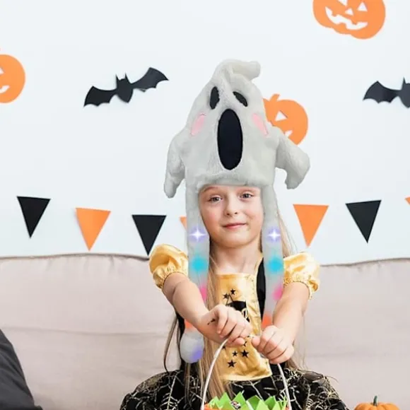Flyttende flagermusører Halloween flagermushat, justerbar rem gotisk lysende hat