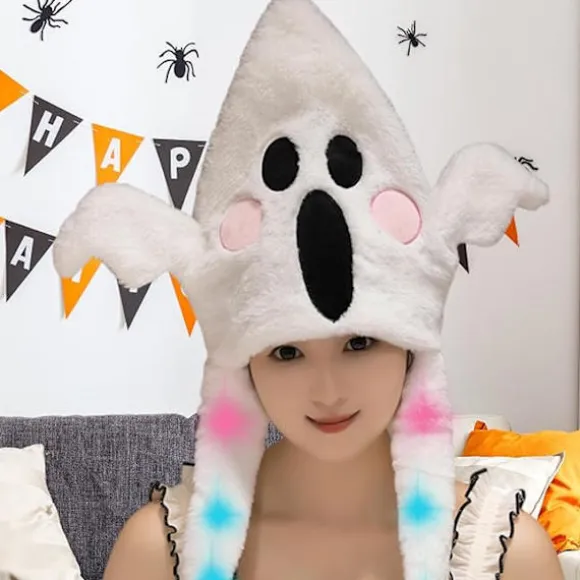Flyttende flagermusører Halloween flagermushat, justerbar rem gotisk lysende hat