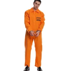 Fængselsdragt, orange fængselsfange Halloween-kostume til mænd - Perfekt Men But L